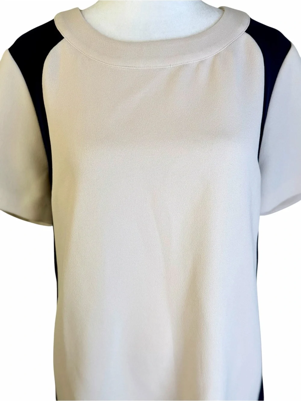 J. Crew Cream and Navy Short Sleeve Colorblock Top Size 6